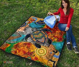 Australia Aboriginal Inspired Quilt - Turtle Indigenous Art