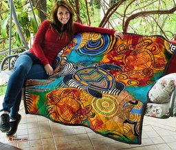 Australia Aboriginal Inspired Quilt - Turtle Indigenous Art