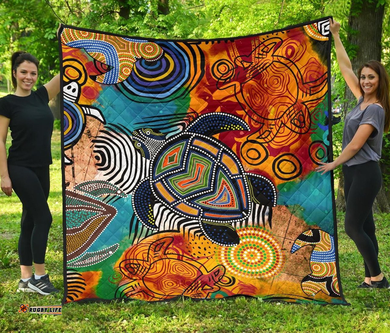 Australia Aboriginal Inspired Quilt - Turtle Indigenous Art