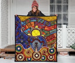 Australia Aboriginal Inspired Quilt - Shaman People and Animals