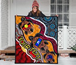 custom aboriginal premium quilt indigenous dots pattern with turtle and naidoc flags