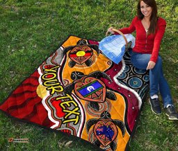 custom aboriginal premium quilt indigenous dots pattern with turtle and naidoc flags