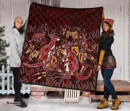 aboriginal premium quilt kangaroo family with hand art