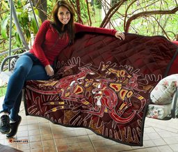 aboriginal premium quilt kangaroo family with hand art