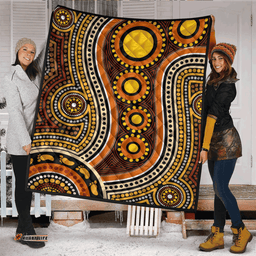 Australia Aboriginal Inspired Quilt - Aboriginal Dot Art Connection With Footprints