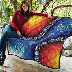 Australia Aboriginal Inspired Quilt - Aboriginal Style Of Dot Background Rainbow Color Quilt