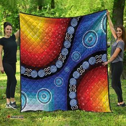Australia Aboriginal Inspired Quilt - Aboriginal Style Of Dot Background Rainbow Color Quilt