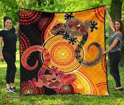 Australia Aboriginal Inspired Quilt - Couple Aboriginal Inspired Lizards