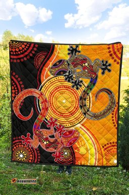 Australia Aboriginal Inspired Quilt - Couple Aboriginal Inspired Lizards