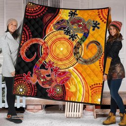 Australia Aboriginal Inspired Quilt - Couple Aboriginal Inspired Lizards
