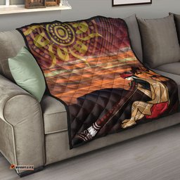 Australia Aboriginal Inspired Quilt - Man Playing A Didgeridoo With Uluru Sunset