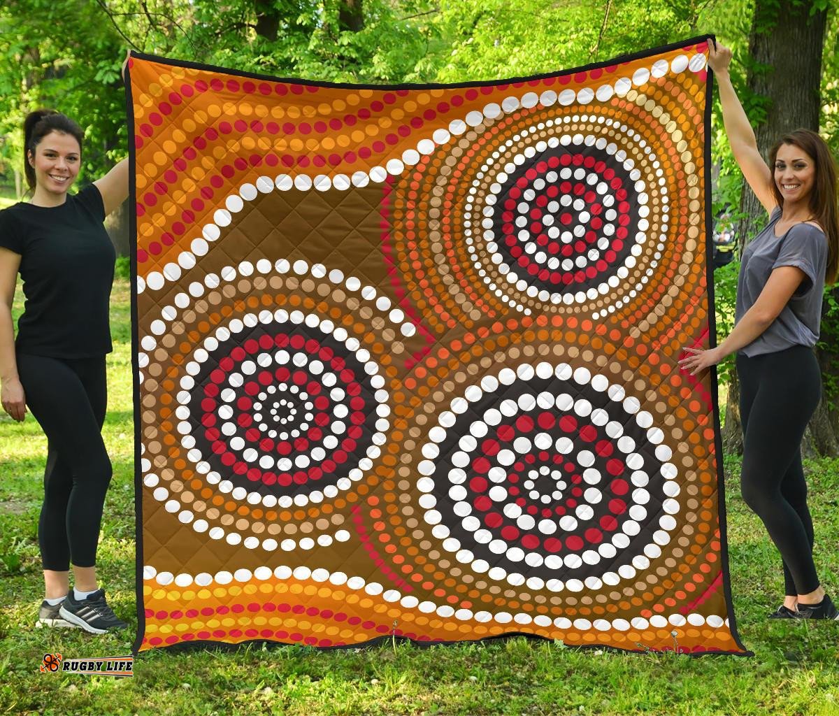 aboriginal premium quilt australia brown circle dot painting art