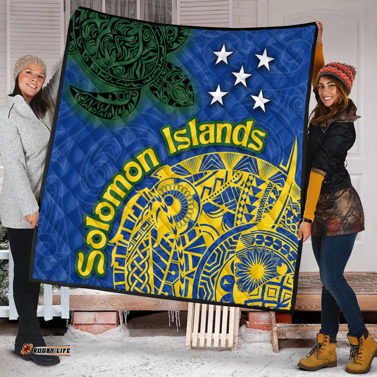 Australia  South Sea Islanders Quilt - Proud To Be Solomon Islander In Polynesian Pattern Inspired Quilt
