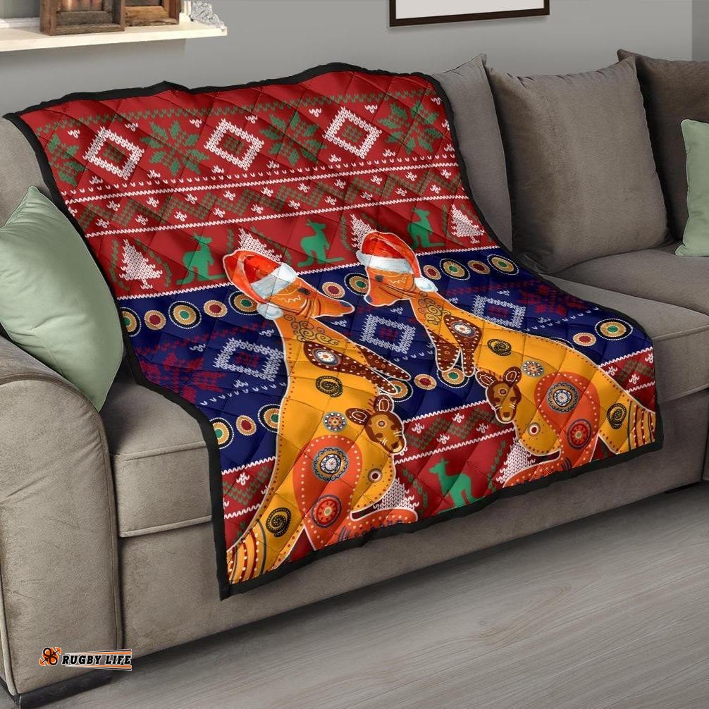 christmas australia premium quilt mother kangaroo in christmas