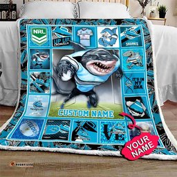 cronulla sutherland sharks quilt blanket nrl quilt blanket mascot personalized