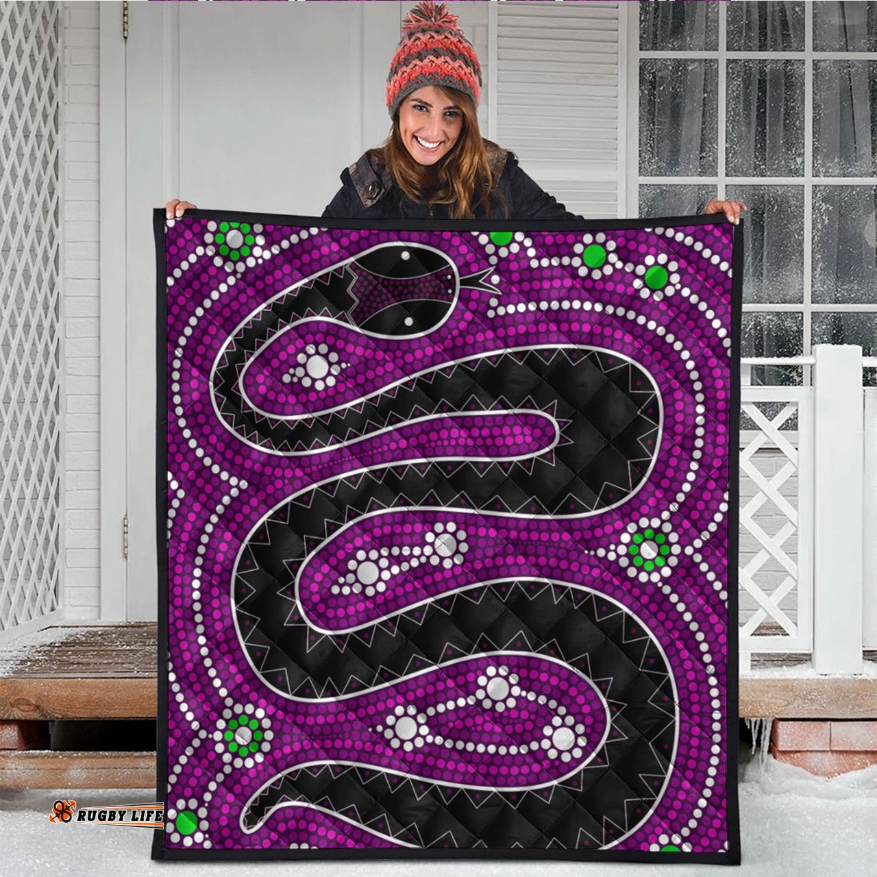 Australia Aboriginal Inspired Quilt - Aboriginal dreamtime snake