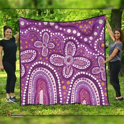 Australia Aboriginal Quilt - Dot painting illustration in Aboriginal style Pink Quilt