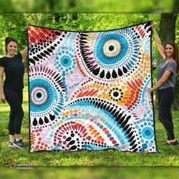 Australia Aboriginal Quilt - Traditional Australian Aboriginal Native Design (White) Quilt