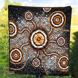 Australia Aboriginal Inspired Quilt - Aboriginal Dot Art Vector Painting Connection Concept Quilt