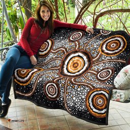 Australia Aboriginal Inspired Quilt - Aboriginal Dot Art Vector Painting Connection Concept Quilt