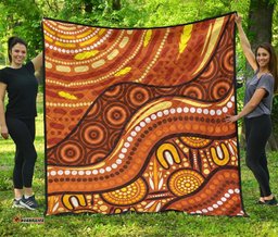aboriginal premium quilt landscape and the sun dot painting art
