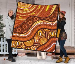 aboriginal premium quilt landscape and the sun dot painting art