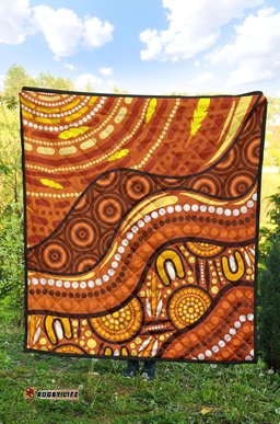 aboriginal premium quilt landscape and the sun dot painting art