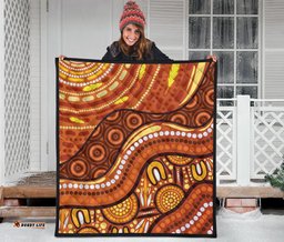 aboriginal premium quilt landscape and the sun dot painting art