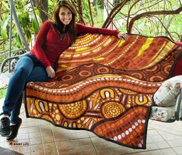 aboriginal premium quilt landscape and the sun dot painting art