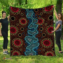 Australia Aboriginal Inspired Quilt - Aboriginal dot art painting River concept