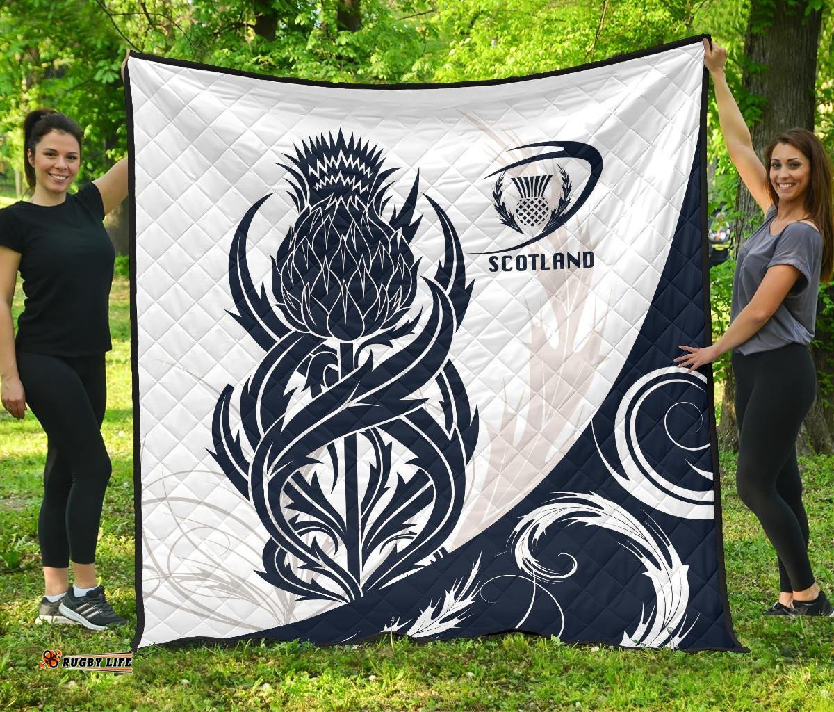 scottish rugby premium quilt thistle vibes white