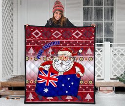 christmas premium quilt australia santa claus hold the flag red