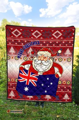 christmas premium quilt australia santa claus hold the flag red