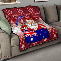 christmas premium quilt australia santa claus hold the flag red