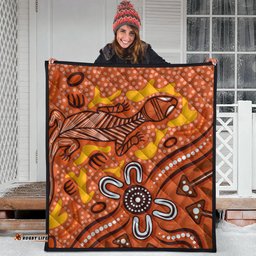 Australia Aboriginal Inspired Quilt - Orange Lizard Aboriginal Inspired Dot Painting Style