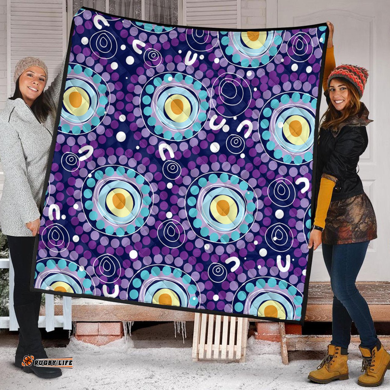 Australia Aboriginal Quilt - Purple Abstract Seamless Pattern With Aboriginal Inspired Quilt