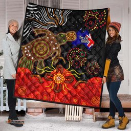 Australia Naidoc Week Quilt - Naidoc with Australia Flag and Aboriginal Inspired Dot Pattern Quilt