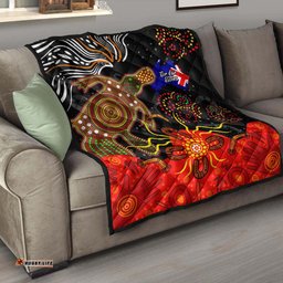 Australia Naidoc Week Quilt - Naidoc with Australia Flag and Aboriginal Inspired Dot Pattern Quilt