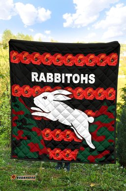 south sydney rabbitohs premium quilt anzac day poppy flower vibes