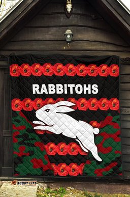 south sydney rabbitohs premium quilt anzac day poppy flower vibes