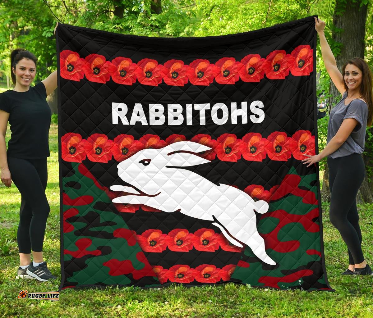 south sydney rabbitohs premium quilt anzac day poppy flower vibes