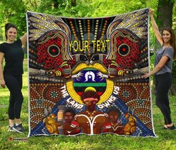 custom text the land owns us aboriginal quilt