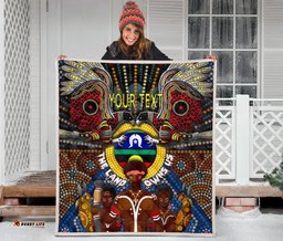 custom text the land owns us aboriginal quilt