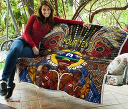 custom text the land owns us aboriginal quilt
