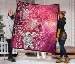 aboriginal premium quilt sea turtle with indigenous patterns pink