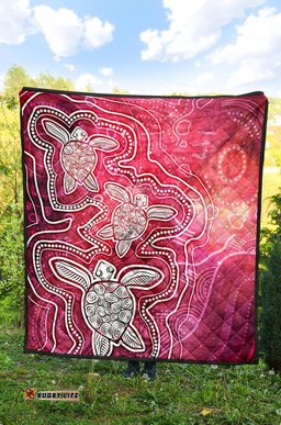 aboriginal premium quilt sea turtle with indigenous patterns pink