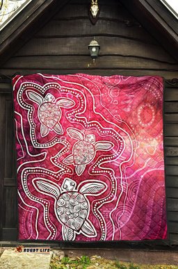 aboriginal premium quilt sea turtle with indigenous patterns pink