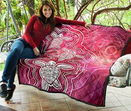 aboriginal premium quilt sea turtle with indigenous patterns pink