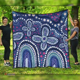 Australia Aboriginal Quilt - Dot painting illustration in Aboriginal style Blue Quilt