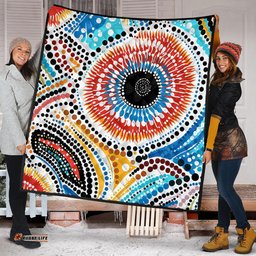 Australia Aboriginal Quilt - Traditional Australian Aboriginal Native Design (White) Ver 2 Quilt